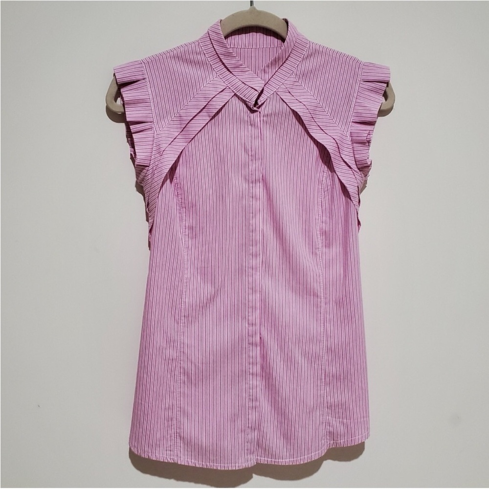Pink Sleeveless Ruffle Top
